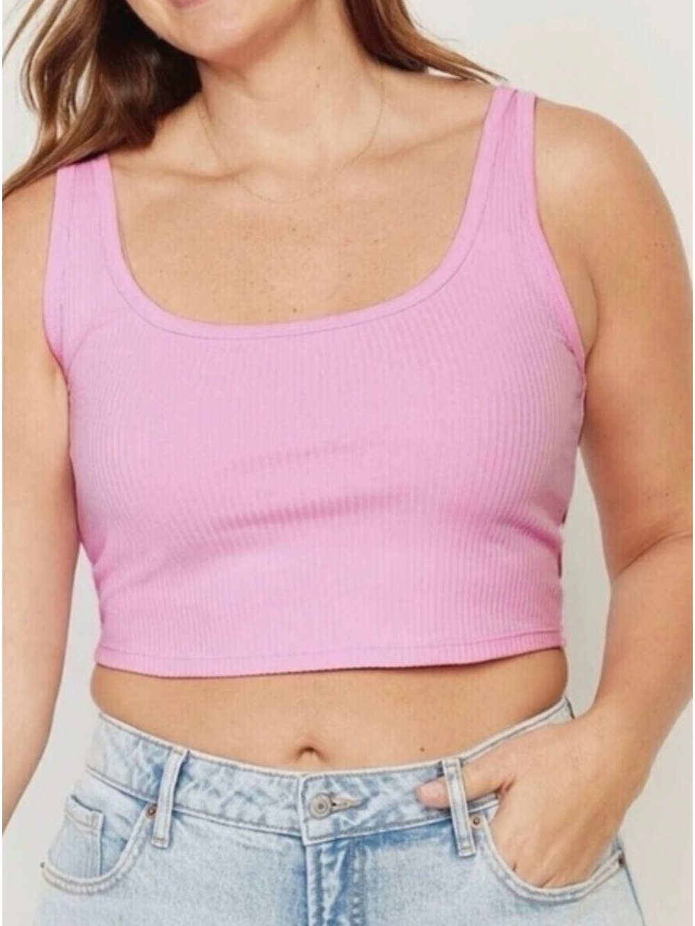 Old Navy Pink Ribbed Crop Tank